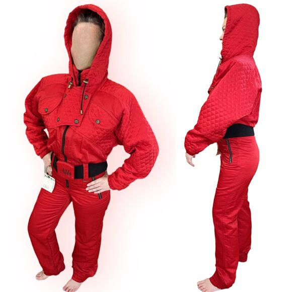 Vintage NILS One Piece Red Snowsuit Sz 10 - Picture 2 of 10